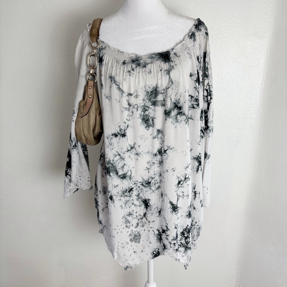 LA Blend | Handmade Tie-Dye Off-Shoulder Blouse – Size L